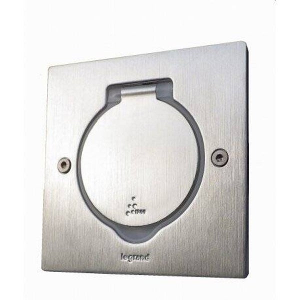 Legrand Vloerdoos 2 modules inox vierkant leeg 089700