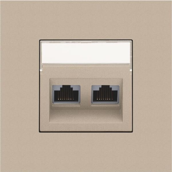 Niko Centraalplaat 2x RJ45 STP cat.6 schuin met doorzichtig tekstveld champagne 157-65400