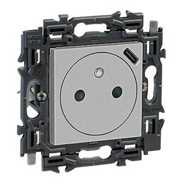 Legrand Valena Next stopcontact 2P+A met geïntegreerde USB lader 1100mA Set Alu klauwen - 741737