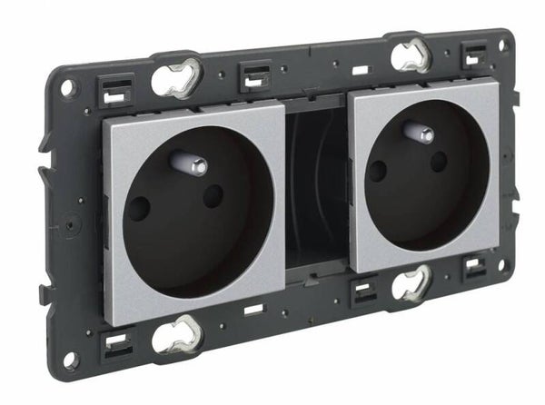 Legrand Valena Next Stopcontact 2x2P+A voorbekabeld Set Alu schroef - 741622
