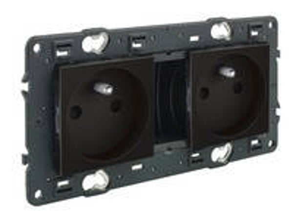 Legrand Valena Next Stopcontact 2x2P+A voorbekabeld Set Zwart schroef - 741722