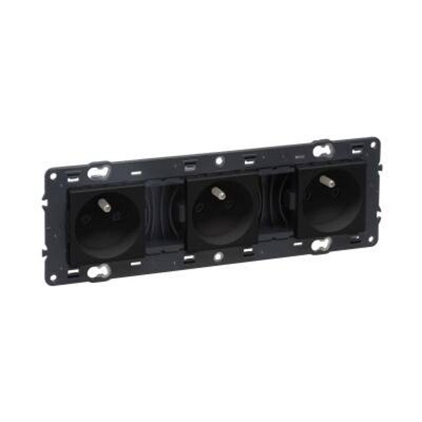 Legrand Valena Next Stopcontact 3x2P+A voorbekabeld Set Zwart schroef - 741723