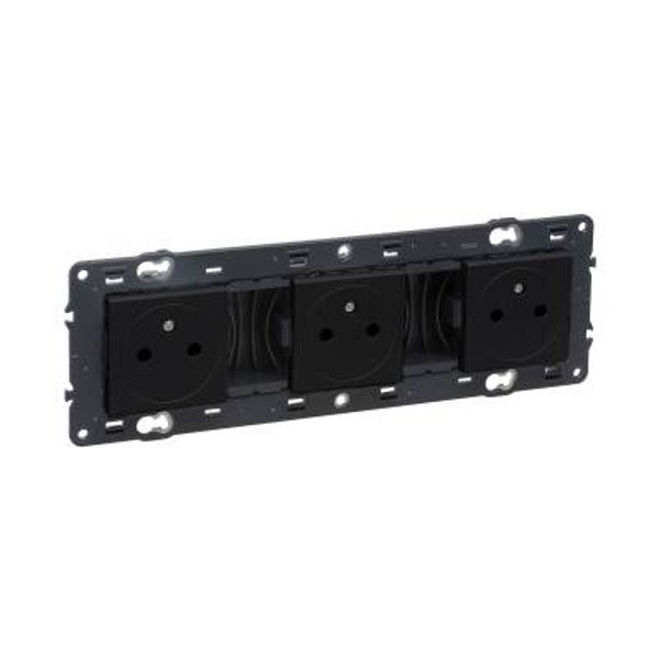 Legrand Valena Next vlak stopcontact 3x2P+A 16A Set Zwart schroef - 741733