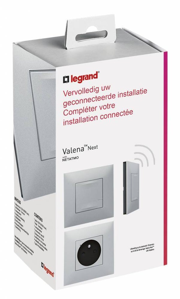 Legrand Valena Next with Netatmo - Uitbreidingskit Schakelaar + stopcontact Alu 741935