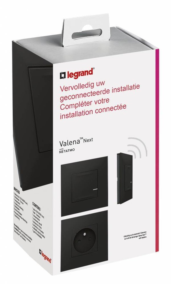 Legrand Valena Next with Netatmo - Uitbreidingskit Schakelaar + stopcontact Zwart 741965