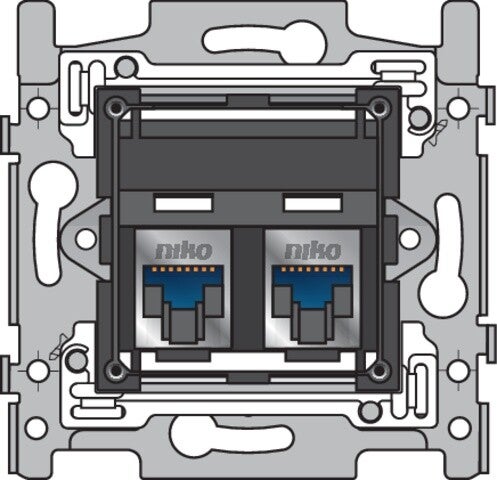 Niko Sokkel STP Cat6 RJ45 schuin 170-65367  tweevoudig