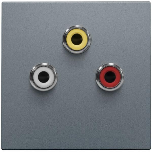 Niko Centraalplaat met 3 cinch-aansluitingen steel grey  220-69717