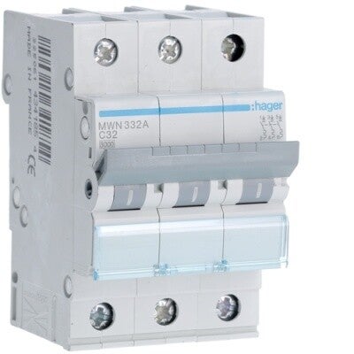 Hager Automaat 3kA - C - 3P - 32A - 3M - MWN332A