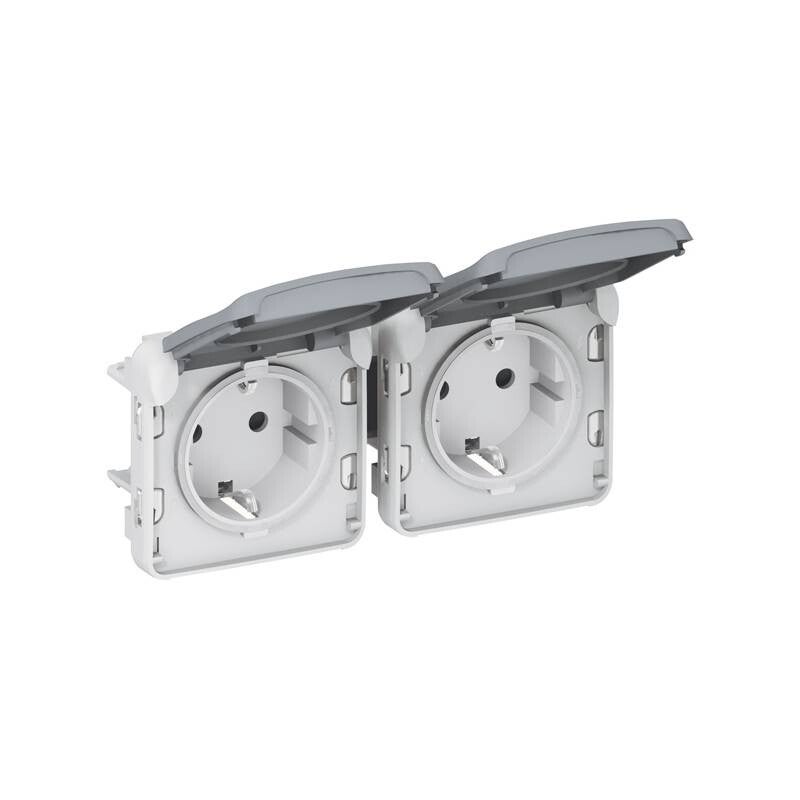 Legrand Plexo Dubbele horizontaal contactdoos 16A-250V - Schuko 69576