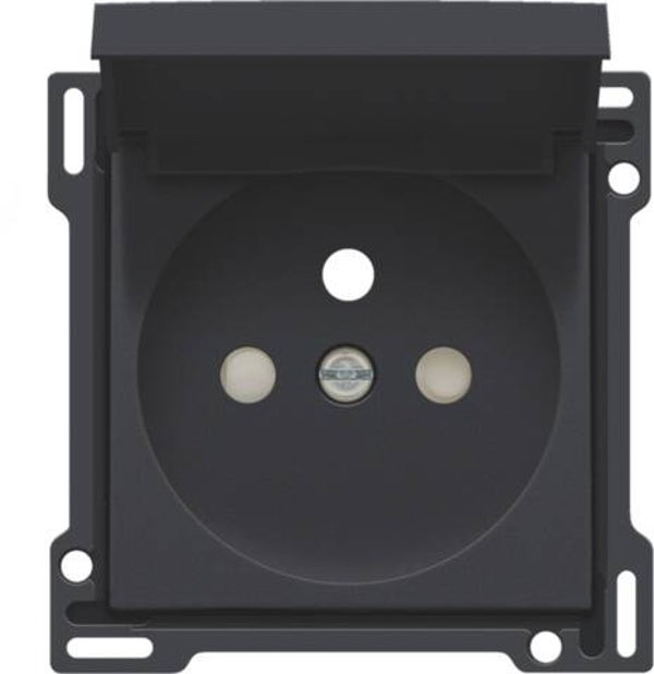 Niko afwerkingsset stopcontact met klapdeksel 28,5mm zwart 161-66603