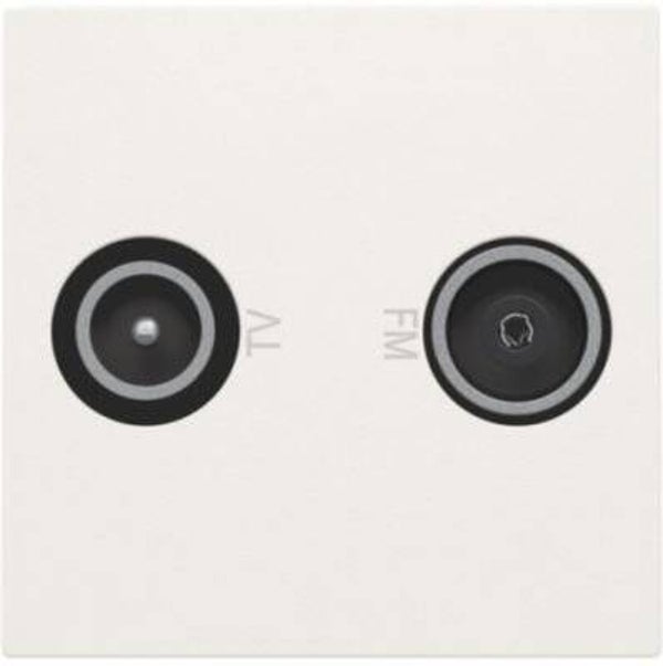 Niko Coax-aansluiting 2x enkelvoudig EDU tv + FM Interkabel, 45x45mm, wit  101-69532