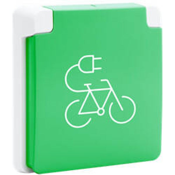 Niko Fietsoplaadpunt 16 A/250 Vac met groene beschermklep Wit - 701-36675