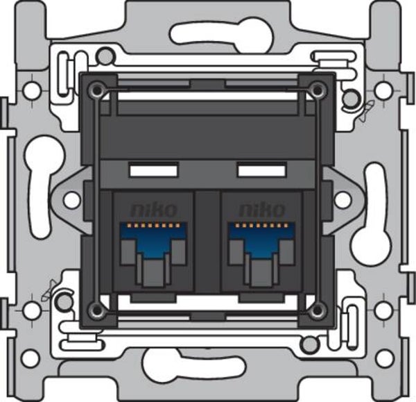 Niko Sokkel Cat6 RJ45 UTP schuin 170-65362 tweevoudig