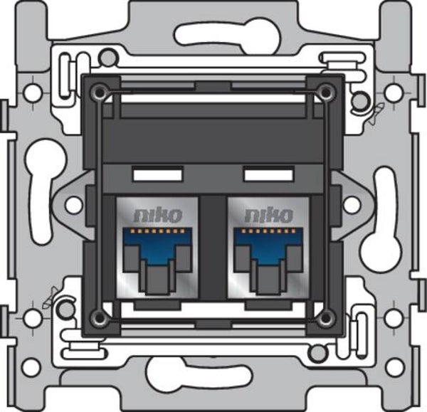 Niko Sokkel STP Cat6 RJ45 schuin 170-65367  tweevoudig