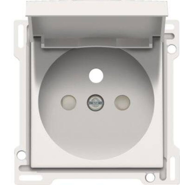 Niko afwerkingsset stopcontact met klapdeksel, White Steel 28,5mm 154-66603
