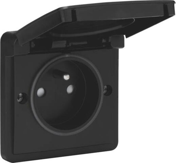 Niko Waterbestendig stopcontact zwart 761-36600