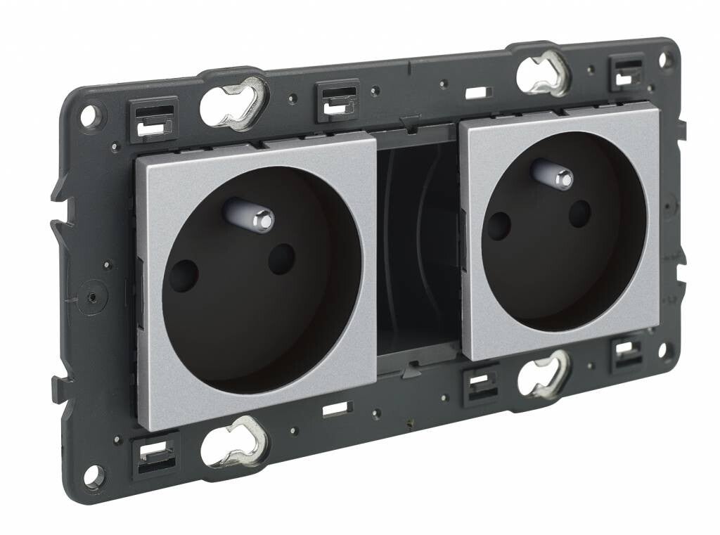 Legrand Valena Next Stopcontact 2x2P+A voorbekabeld Set Alu schroef - 741622