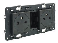 Legrand Valena Next vlak stopcontact 2x2P+A 16A Set Zwart schroef - 741732