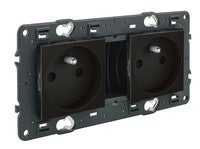 Legrand Valena Next Stopcontact 2x2P+A voorbekabeld Set Zwart schroef - 741722