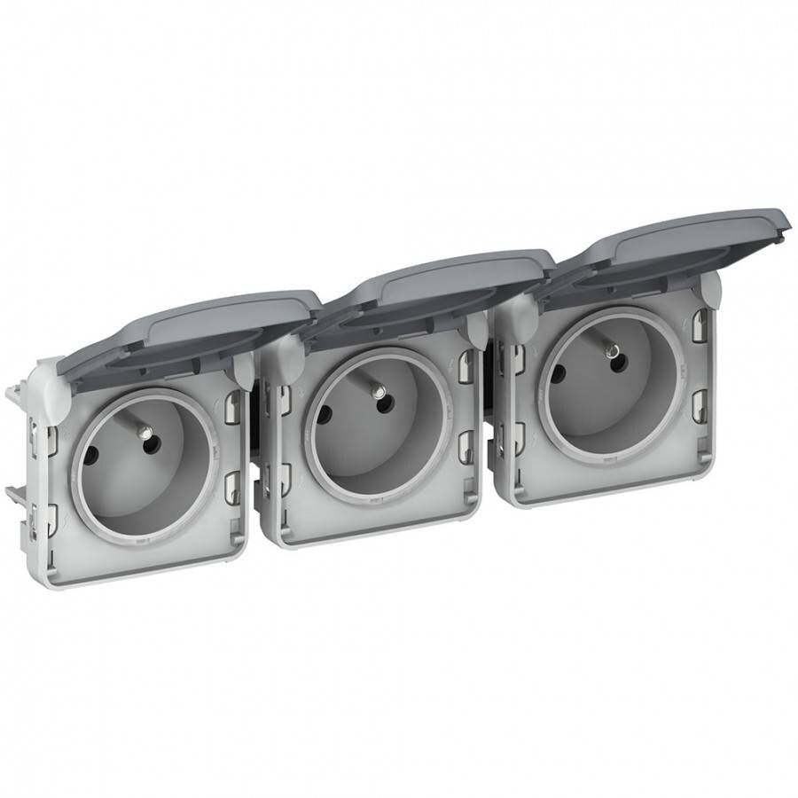 Legrand Plexo 3 Dubbele horizontale contacdoos - 16A - 250V met steekklemmen 69564