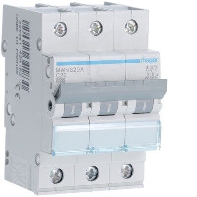 Hager Automaat 3kA - C - 3P - 20A - 3M - MWN320A