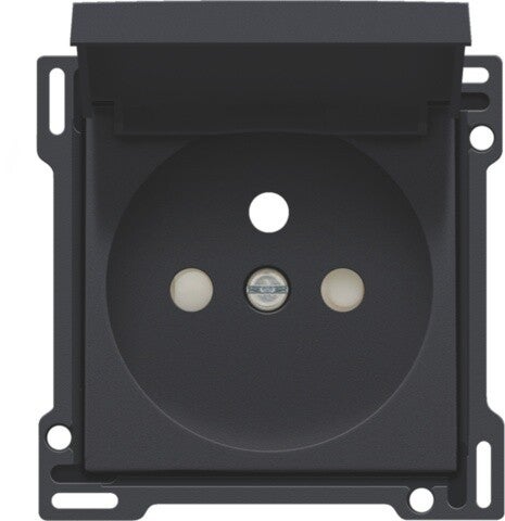 Niko afwerkingsset stopcontact met klapdeksel 28,5mm zwart 161-66603