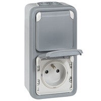 Legrand Plexo Waterbestendig dubbel stopcontact verticaal grijs 69913