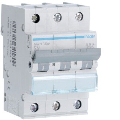 Hager Automaat 3kA - C - 3P - 10A - 3M - MWN310A