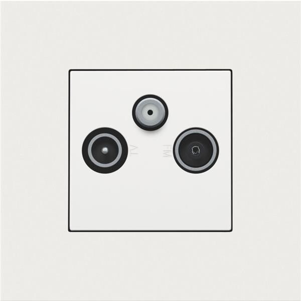 Niko Centraalplaat voor coax-aansluiting tv + satelliet white steel 154-69551