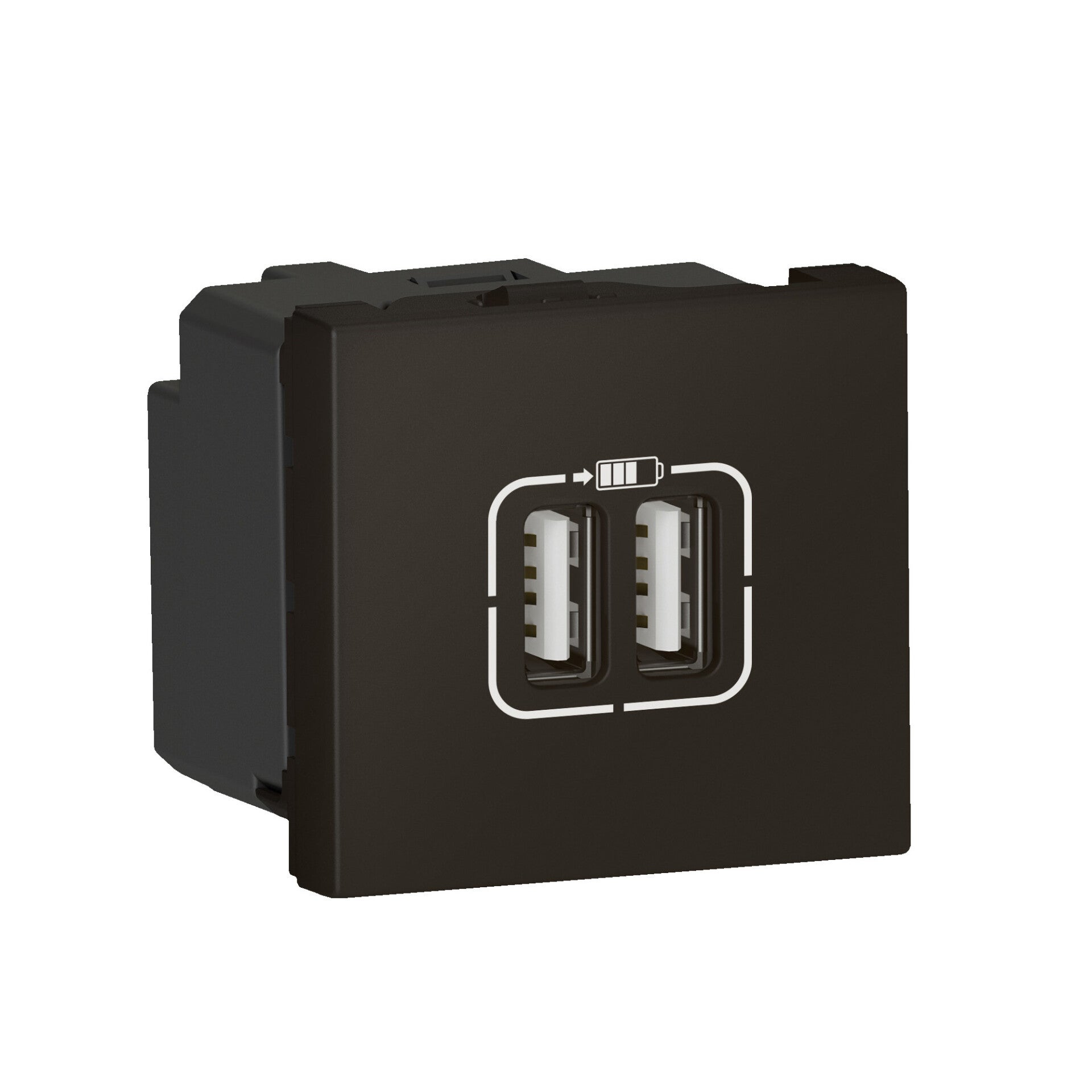 Bticino Mosaic dubbele USB-lader type A-2,4A zwart - 079194L LEG_079194L