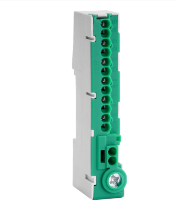 Steekklem Din-railmontage Groen 15 aansluitingen. TEC_GROEN_2020252