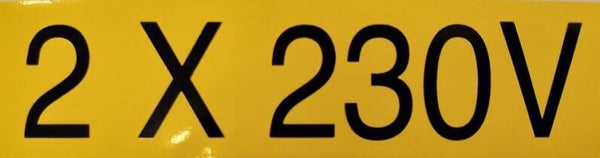 Sticker Geel 2 X 230V 115x35mm  TEC_AUTO2230