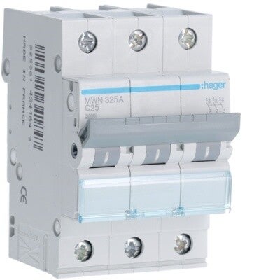 Hager Automaat 3kA - C - 3P - 25A - 3M - MWN325A