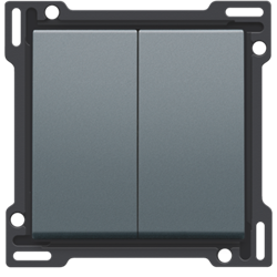 Niko 220-61505 Afwerkingsset voor serieschakelaar wisselschakelaar + drukknop N.O. dubbele wisselschakelaar of dubbele drukknop N.O. of N.G. alu grey coated