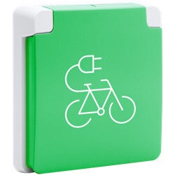 Niko Fietsoplaadpunt 16 A/250 Vac met groene beschermklep Grijs - 700-36675