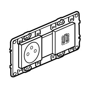 Legrand Valena Next Stopcontact 2P+A+dubbele USB vlak Set Alu schroef - 741635