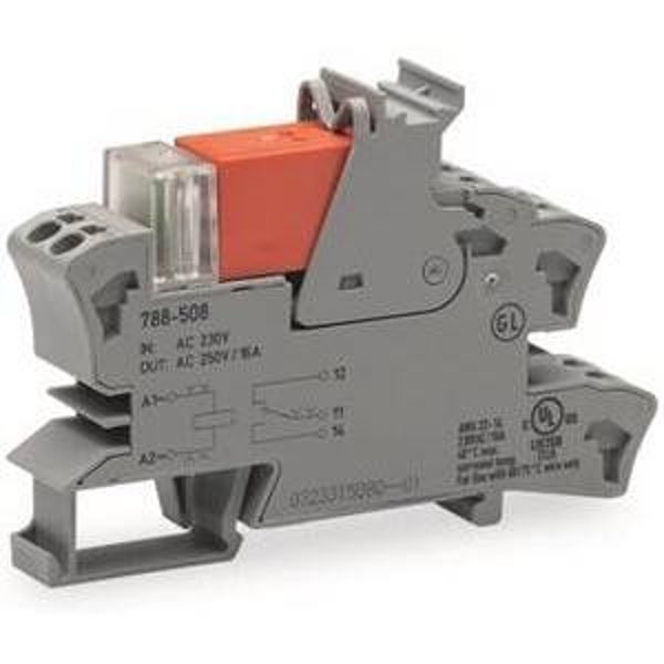 Wago Relaisvoet met relais en statusmelder, 1 wisselcontact, AC 230 V, grijs  788-508