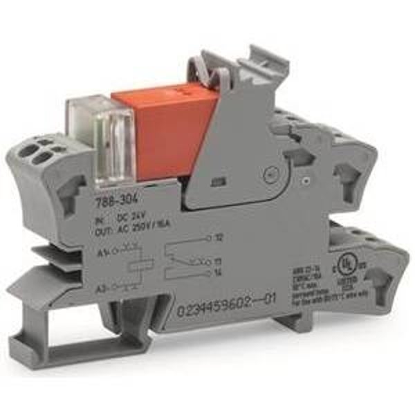 Wago Relaisvoet met relais en statusmelder, 1 wisselcontact, DC 24 V, grijs, belastbaar 230V max. 16A  788-304