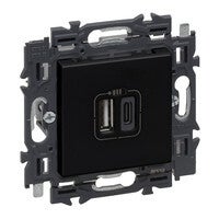 Legrand Valena Next 2xUSB type A+C Set Zwart klauwen - 741736
