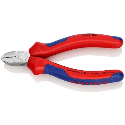 Knipex Elektronica-zijsnijtang, verchroomd + meercomponentengrepen, lengte 125mm KNP76 05 125