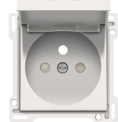 Niko afwerkingsset stopcontact met klapdeksel, White Steel 28,5mm 154-66603