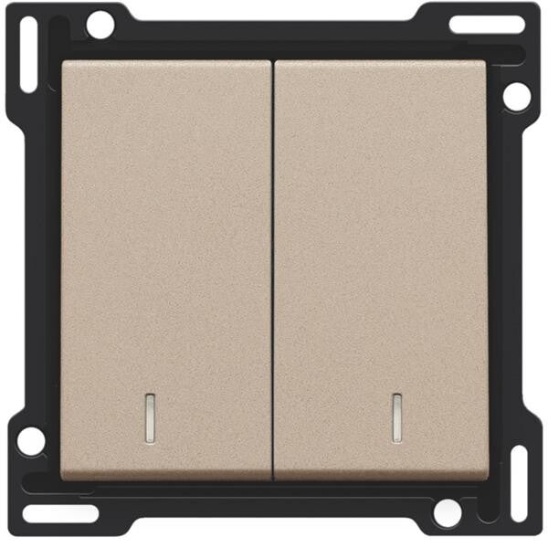 Niko Toets met lens 2-voudig voor drukknop, champagne mat 157-61507