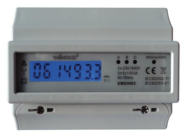 velleman EMDIN03 Driefasige energiemeter EMDIN03