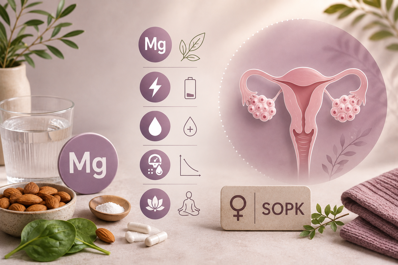 SOPK et magnésium : soutien du métabolisme énergétique, de la glycémie et de l’équilibre micronutritionnel chez la femme.