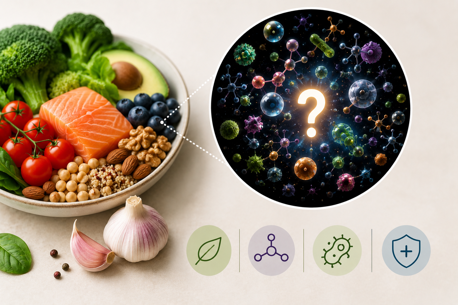 Matière noire alimentaire : représentation des molécules encore inconnues présentes dans les aliments et leur impact potentiel sur la santé.