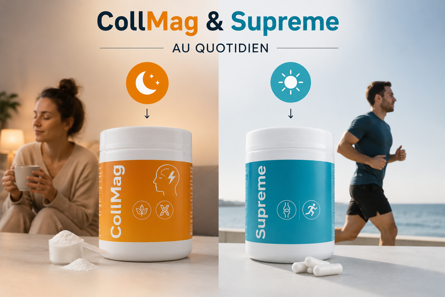 CollMag et Supreme Ossa e Articolazioni utilisés au quotidien pour soutenir la récupération, le système nerveux, les muscles et la mobilité articulaire dans une approche globale du bien-être.