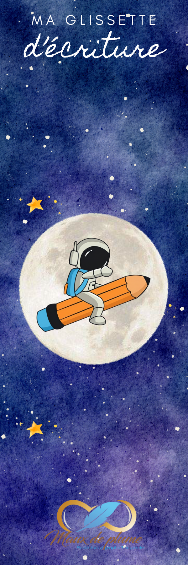 Marque page glissette gaucher thème espace