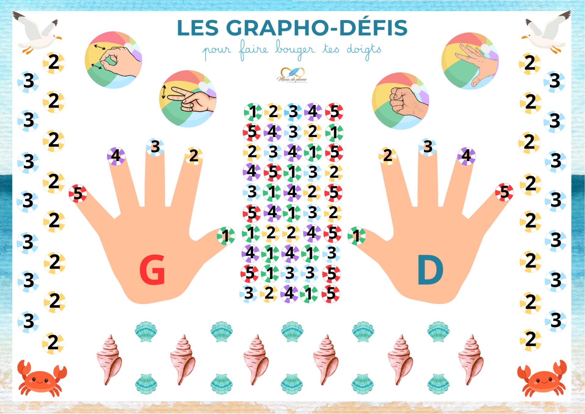 Sous main jeux de doigts Été