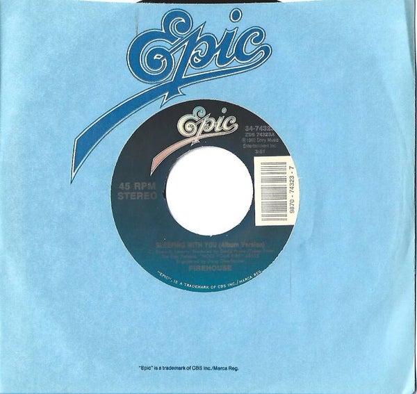 Firehouse - Sleeping With You (Album Version) 7" 45 RPM Single b/w Sleeping With You (Acoustic Version) New