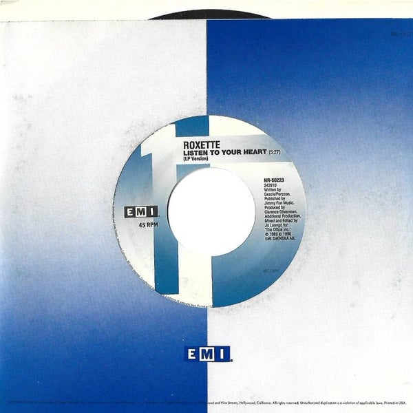 Roxette - Listen To Your Heart b/w Half A Woman (7") 45 RPM Record (New)